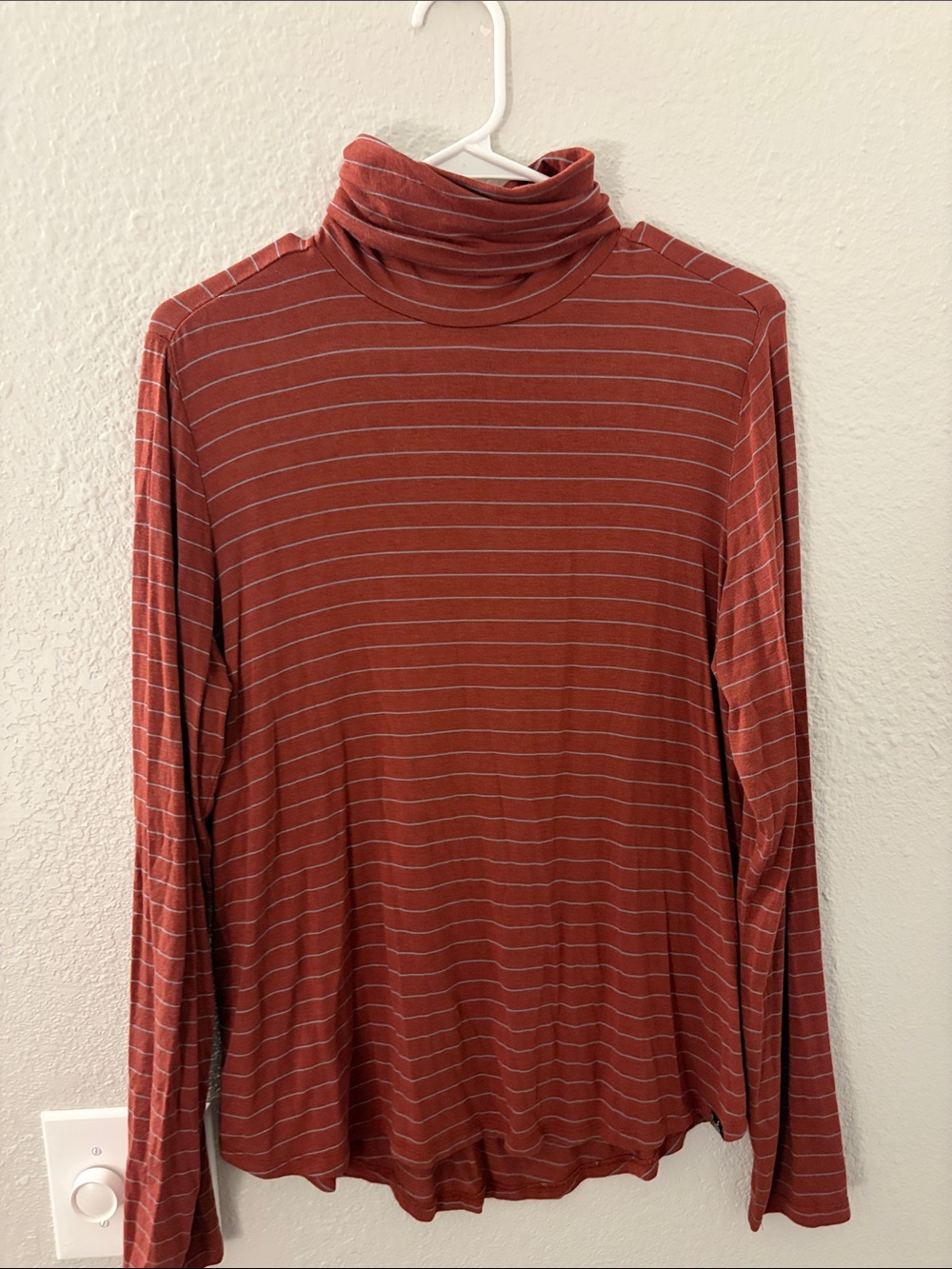 Prana Rust Striped Turtleneck Long Sleeve Top